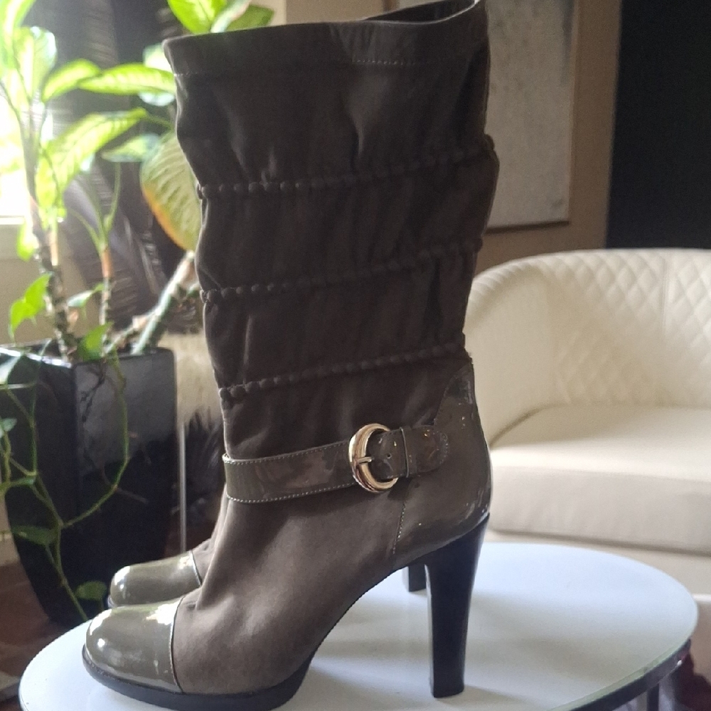 Via Spiga Gray Heeled Boots with Buckle